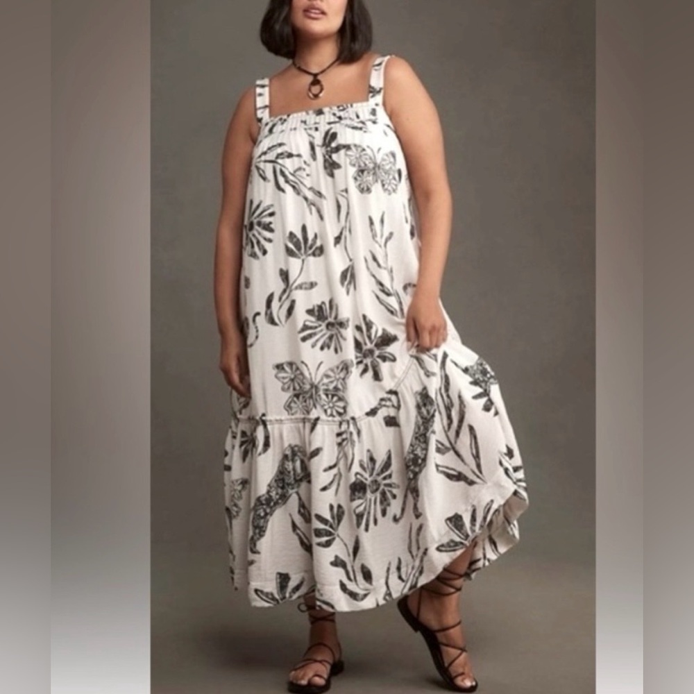 Anthropologie Square-Neck Waistless Hawaiian Floral Midi Pocket Dress
SZ XS NWOT